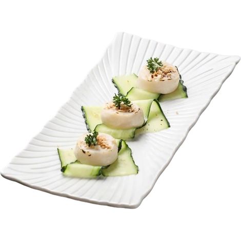 Piatti piani rettangolari, piatti da dessert rettangolari, 23,9x10,9x1,6 cm, vassoio da antipasto in ceramica bianca, per sushi, torte, insalate, frutta, piatti da dessert