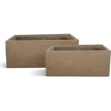 Lot de 2 pots rectangles en fibre d'argile, COMPORTA