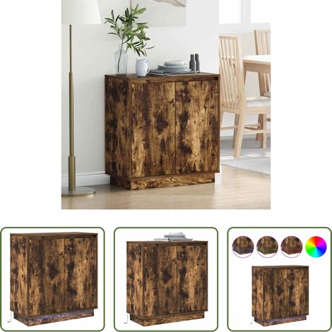 vidaXL Geräucherte Eiche - LED-Sideboard Geräucherte Eiche 71 x 34,5 x 75 cm Holzwerkstoff (1/5)