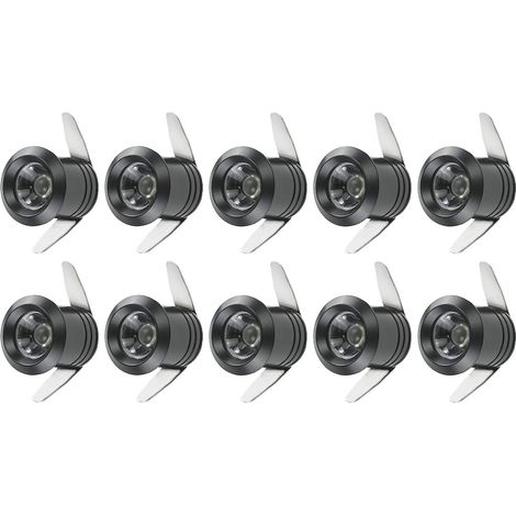 10 mini spots encastrés LED 1 W avec transformateur séparé pour vitrine, cuisine, escaliers, placard, 90-265 V CA [classe énergétique A++] (1/5)