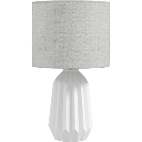 Lampe de table, lampe de chevet avec abat-jour en lin, interrupteur à bascule, lampe de bureau, 22 x 22 x 39 cm, blanche
