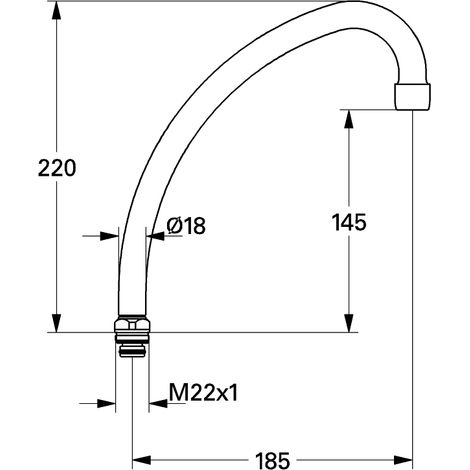 Grohe – Bec col de cygne pour robinet – Saillie 185 mm – Corps laiton – Écrou 1/2' – Mousseur intégré