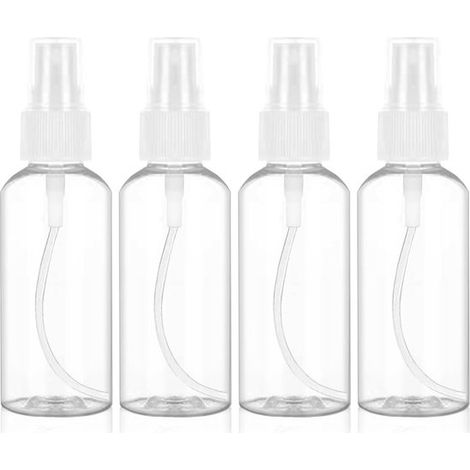 Bouteille Spray - 4 Pièces - Flacon Spray Vide - PET - Réutilisable - Fine Brume - Flacon Pulvérisateur - Plastique Transparent - Mini Flacons Pulvérisateurs Rechargeables - Rechargeable - Flacons de (1/5)