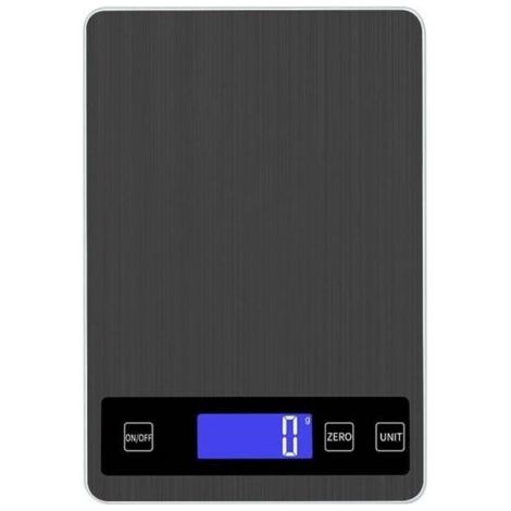 QORVA-Balance de cuisine numérique 15 kg avec écran LCD + acier inoxydable + verre trempé - Précision jusqu'à 1 g - g/kg/lb:oz/ml/fl'oz - Piles, noir XXW (1/4)