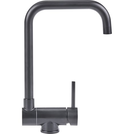 Grifo de cocina extraíble de acero inoxidable con aireador silicona negro Juntuma (1/5)