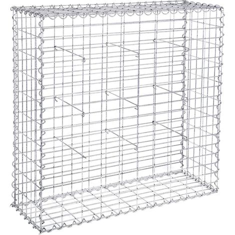 Gavión de piedra cesta metálica malla fina 5 x 10 cm acero galvanizado antioxidante 100 x 90 x 30 cm divisor de pared decoración de jardín 120001937 (1/4)
