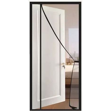 Magnetic mosquito nets for doors and windows – automatic closing, ultra-fine mesh – for optimal ventilation. Black. 90 x 210 cm. (1/5)