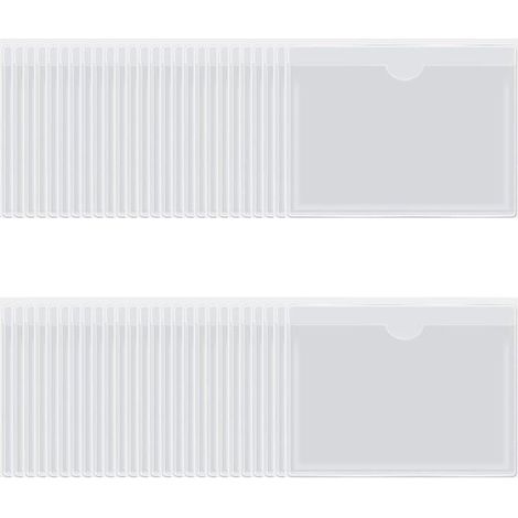50 biglietti da visita autoadesivi, porta etichette trasparenti, apertura superiore, per ufficio, scuola e casa, 11 x 8 cm (1/5)