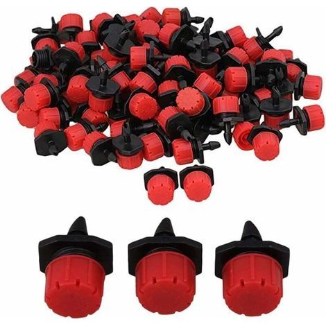 100PCS Goutteurs d'irrigation à goutte-à-goutte, buses d'émetteurs de pulvérisation pour jardin, arrosage automatique à goutte-à-goutte 360° réglable DIY (1/5)