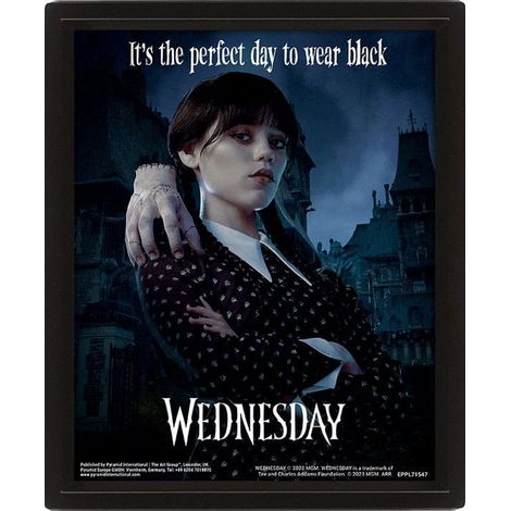 Il quadro incorniciato in 3D della famiglia Addams di Pyramid International del mercoledì