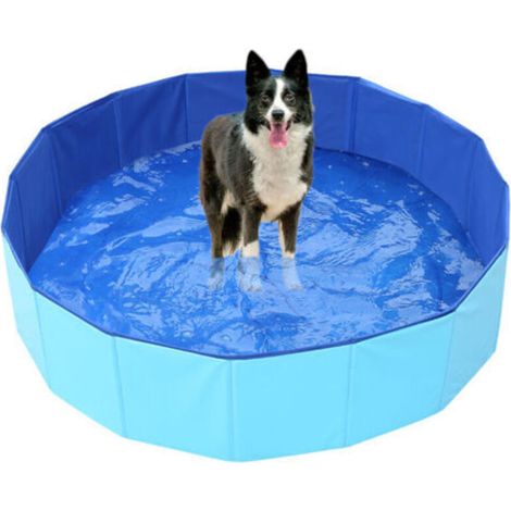 Piscine pour animaux de compagnie Chien Piscine Chat Table de Sable Bassin de Bain Piscine Pliable, bleu, (30x10cm)