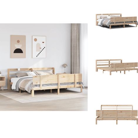Cadre de lit avec tête de lit sans matelas 200x200 cm - Cadre De Lit - Cadres De Lit - Lit - Lit Double (1/5)