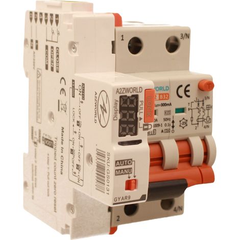 RCBO Interruttore Magnetotermico Differenziale Con Riarmo Automatico, Tipo A - SI Curva B 2P Veri 3M 6000A 300mA, AC 230V IP20 PL8M2, 3 Tentativi (10s/60s/300s), Corrente Disponibili 6A 10A 16A 20A 25