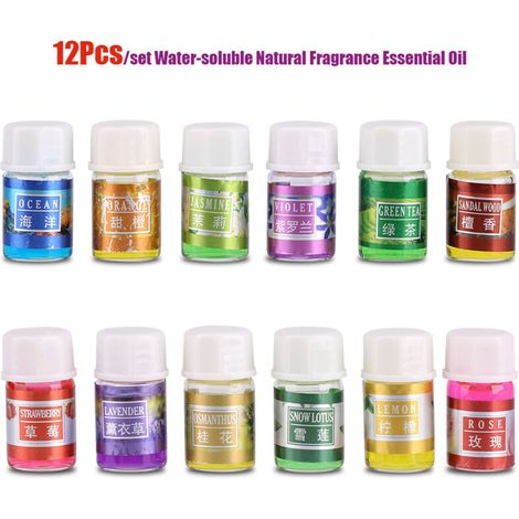 12 pièces Huiles Essentielles Naturelles Solubles pour Diffuseur et Aromathérapie
