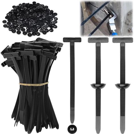 Lot de 200 Serre-câbles Nylon Noir, Résistant UV, Fixation Auto, Pour Réparation Automobile