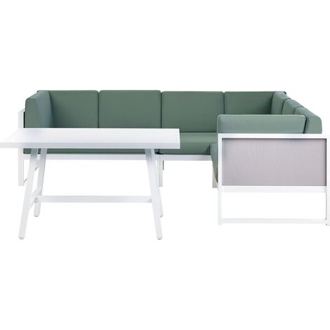Garten Ecksofa mit Tisch 6-Sitzer CASTELLA/FRATTE linksseitig Grün Metall (1/5)