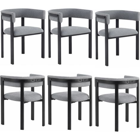 2 sillas de comedor de chenilla gris con respaldo envolvente moderno (1/5)