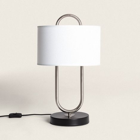 Lampada da Tavolo Metallo e Tessuto Duque   Bianco (1/5)