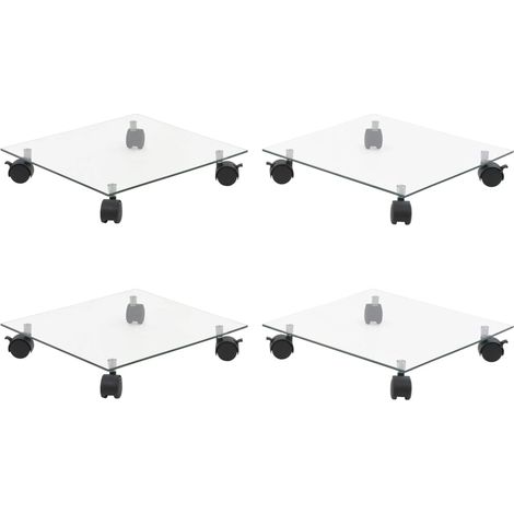Pflanzenroller 4 Stk. 35x35 cm Hartglas Quadratisch