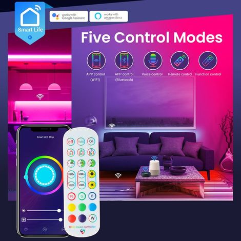 Ruban LED,10m,600LED ,Bande LED Music Sync RGB Multicolores LED Chambre avec APP et WIFI Manette,Postuler à d'ambiance pour la maison,TV,cuisine,chambre d'enfants,décoration (1/4)