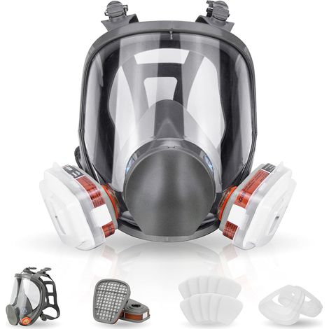 Gas Mask Dust Mask Protective Full Face Reusable Respirator Mask with Filters Ideal for Polishing, Welding, Graffiti, Aerosol Painting (1/5)