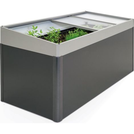 sopralzo dell'aiuola rialzata 2x1 grigio quarzo metallizzato - biohort. 68013