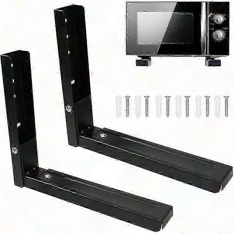 Lot de 2 supports muraux universels pour micro-ondes avec 6 vis pour le support du four à micro-ondes (noir) (1/5)
