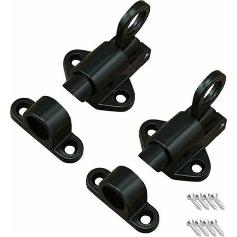 Lot de 2 verrous de porte à verrouillage automatique, loquet à ressort, verrou de porte automatique, verrou de porte à rebond, verrou de porte à ressort à rebond, avec vis, convient pour les fenêtres, (1/5)
