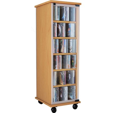 Madera CD DVD Stand Estante Valenza Puerta de vidrio 98x31x35 - VCM