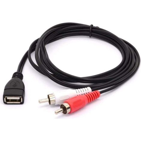 Câble USB A Femelle Vers 2 RCA Mâles, Adaptateur Y Audio Vidéo AV, Compatible Caméscope TV Hi-Fi, 1,5m