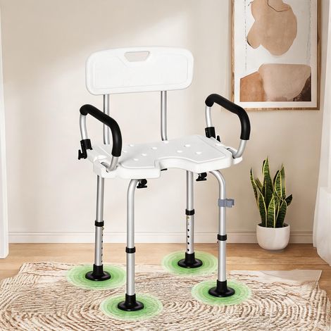 Chaise de douche aluminium réglable avec accoudoirs rabattables (1/5)