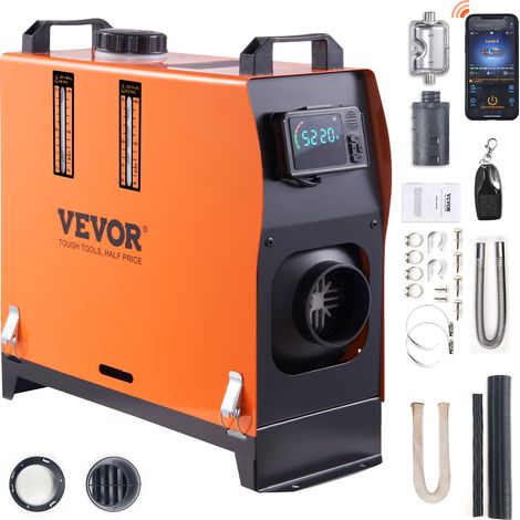 VEVOR Calentador Diesel Portátil Todo en Uno 12V 5kW 0,16-0,52L/h Calentador de Aire Diesel 836°C Ajustable 15-20m² Control Inteligente LCD Bluetooth Mando a Distancia Tanque de 5L para Barco RV Auto