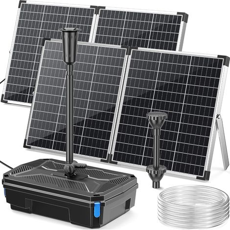 Kit de Filtre Solaire pour Bassin et Pompe de Fontaine 120W, Pompe Submersible 6000L/h avec Filtration 4 Niveaux et 3 Buses pour Bassins Extérieurs, Aquariums, Cascades de Jardin (1/5)