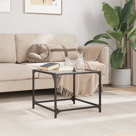 vidaXL Coffee Table with Transparent Glass Top 50x50x40 cm Steel (1/5)