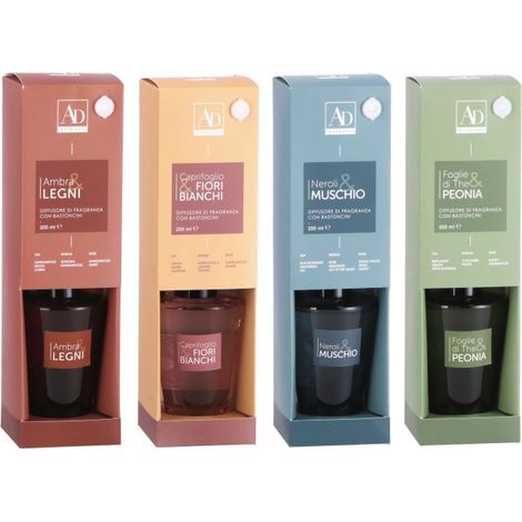 1 Pezzo Diffusore Profumo con Bastoncini 200 ml 4 Fragranze