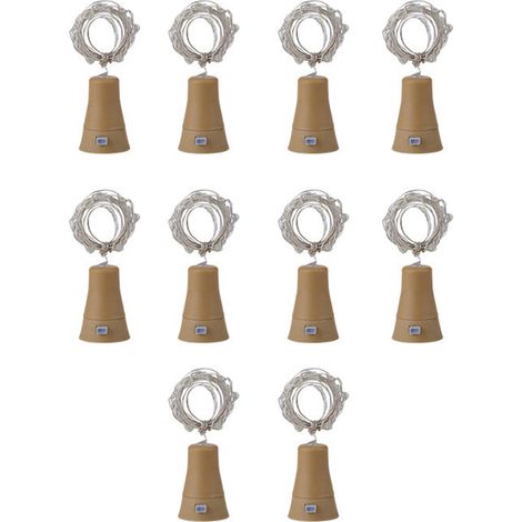 10 guirlandes lumineuses solaires pour bouteilles - 20 ampoules blanc chaud-AquaForge
