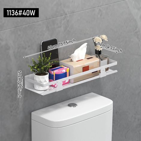 (1136-40W) Étagère de rangement murale pour salle de bain, étagère de rangement murale non perforée (1/5)