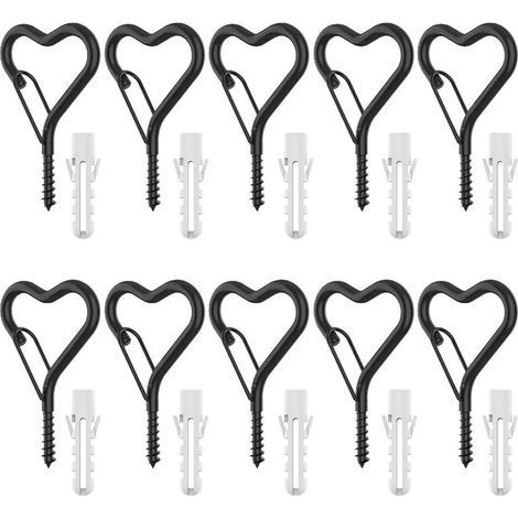 Lot de 12 crochets Q, 12 crochets à vis en forme de Q avec boucle de sécurité et 12 tubes d'extension pour suspendre des guirlandes lumineuses extérieures, des lumières de Noël, des plantes, à monter (1/5)
