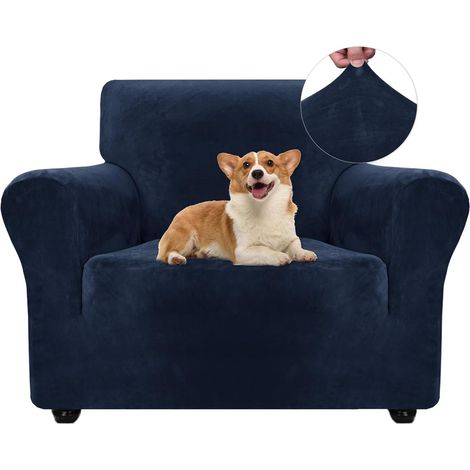 1 Housse de canapé, Tissu velours extensible, Protection animaux, Universel 1 place, Salon