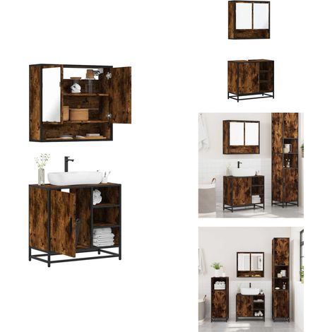 Ensemble de meubles de salle de bain 2 pcs Chêne fumé - Ensemble De Meubles De Salle De Bain - Ensembles De Meubles De Salle De Bain - Armoire De Rangement - Armoire De Rangement Pour Toilettes (1/5)