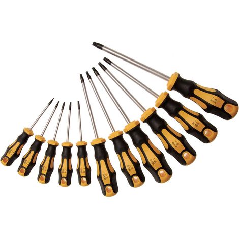Tournevis torx percés T6-T40 – Acier chrome-vanadium – Poignées bi-composants ergonomiques – Pointes noires magnétiques - t6-7-8-9-10-15-20-25-27-30-40