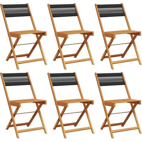 Maison Exclusive - Sedie da Giardino Pieghevoli 6pz Nere Legno Massello di Acacia