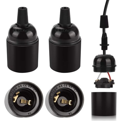 E27 Vintage-Fassung aus massivem Bakelit/Kunststoff, Keramik, Messing, Edison-Retro-Schraubfassung für E27-Lampen, 4er-Set (1/5)