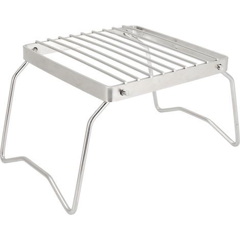 Grille de camping pliable en acier inoxydable, en forme de grille QQB, idéale pour les pique-niques et les activités de plein air. (1/5)