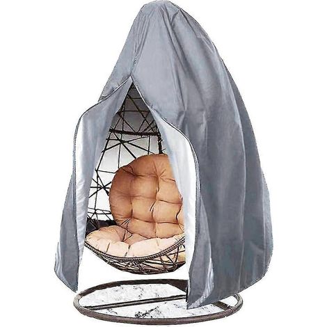 Housse de fauteuil œuf de patio avec fermeture éclair, imperméable et résistante aux intempéries, grise (1/5)