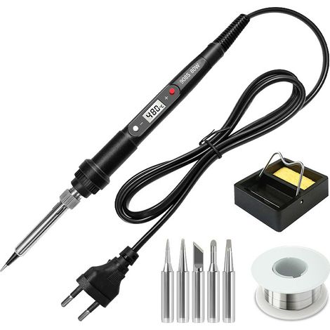 Sichtbarer elektrischer Lötkolben, 80 W, Lötset, einstellbare Temperatur 180 ℃  480 ℃, 5 Ersatzspitzen