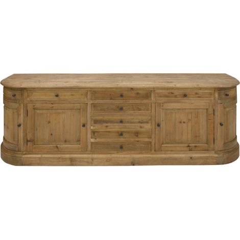 Made In Meubles – Buffet en bois recyclé 225 cm – 4 portes avec rangements – Poignées en laiton – Style moderne et lumineux (1/5)