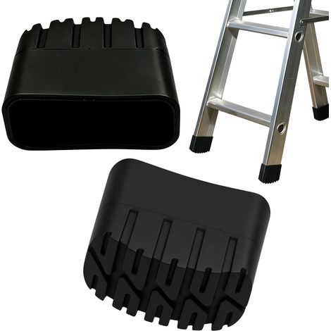 Lot de 2 pieds en caoutchouc pour échelles - 50 x 20 mm - Pieds de rechange en caoutchouc robuste - Antidérapants - Pour escabeau et échelle pliante - Accessoires d'échelle - Noir (1/5)