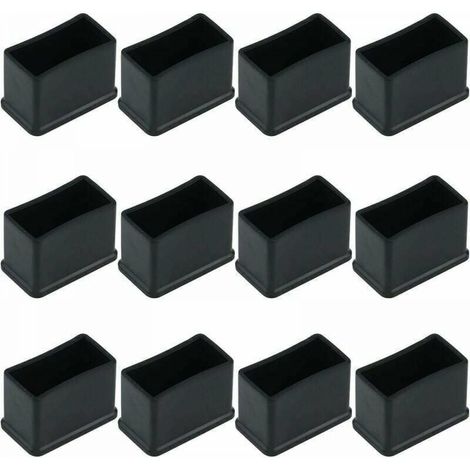 Juego de 12 tapas protectoras rectangulares de fieltro de goma para patas de mesa o silla - Negras, 15 x 30 mm (1/5)