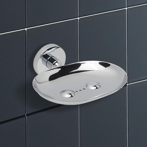 Jabonera metálica autoadhesiva de pared – diseño moderno, no requiere taladrar – para uso en baño/ducha/cocina (jabón o esponja)